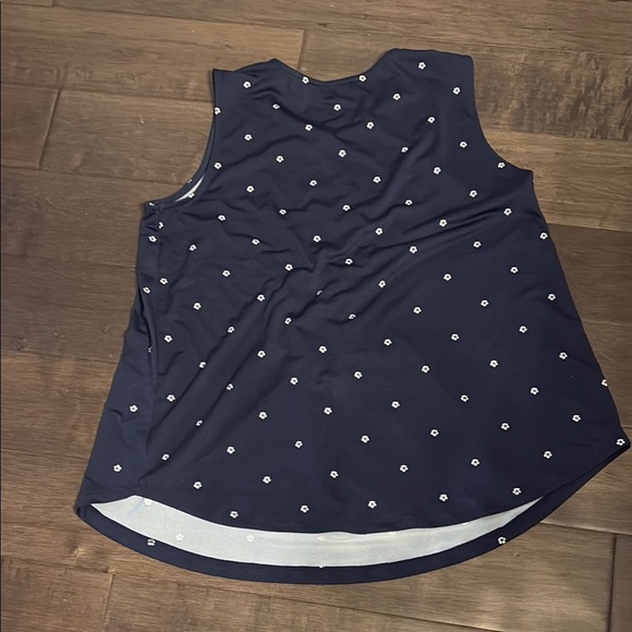 Alfred Sung Navy Sleeveless  Women's keyhole flower Top - Picture 4 of 6